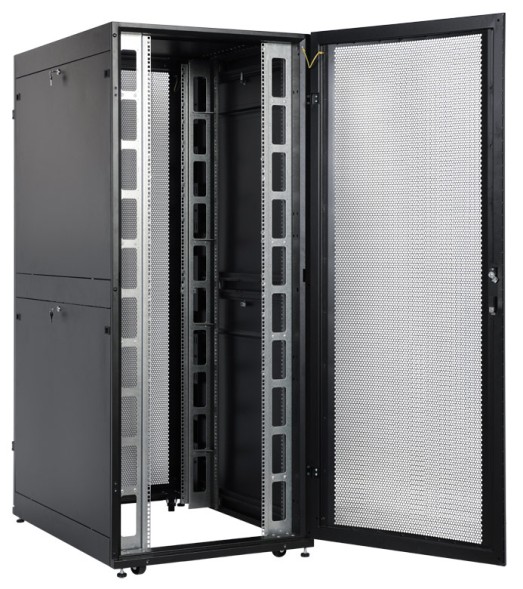 Шкаф серверный ЦМО (ШТК-СП-42.8.10-48АА-9005) напольный 42U 800x930мм пер.дв.перфор. задн.дв.перфор.2-хст. 2 бок.пан. 1350кг черный 690мм 180град. 1950мм