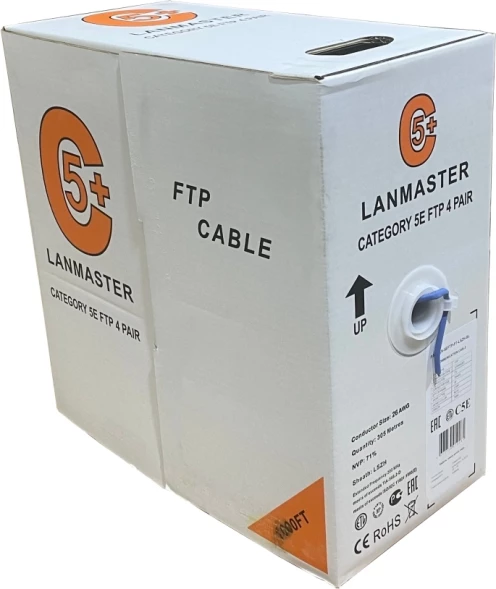 Кабель информационный Lanmaster LAN-5EUTP-PT-LSZH-GY кат.5E UTP 4 пары 24AWG LSZH внутренний 305м серый