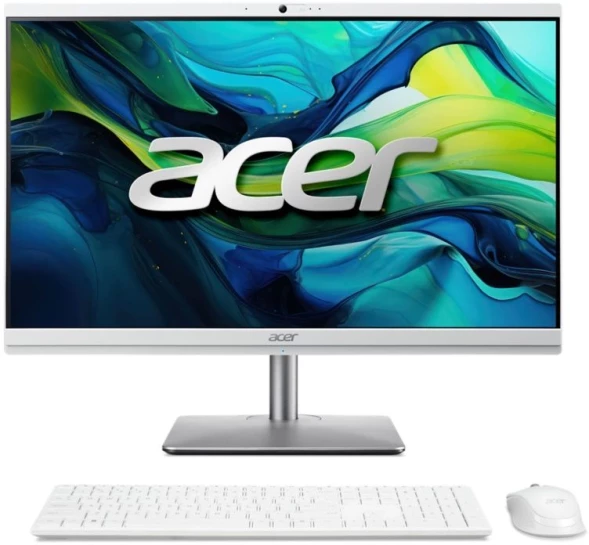 Моноблок Acer Aspire C24-195ES 23.8&amp;quot; Full HD Core Ultra 5 125U (1.3) 16Gb SSD512Gb Graphics CR Eshell GbitEth WiFi BT 65W клавиатура мышь Cam серебристый 1920x1080