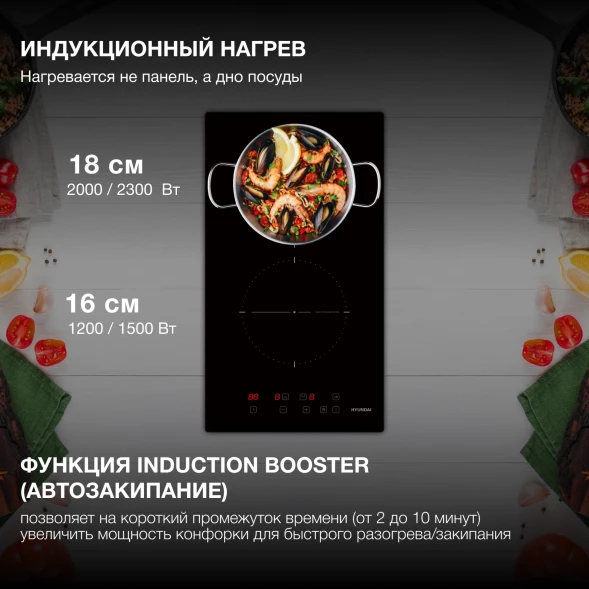 Индукционная варочная поверхность Hyundai HHI 3710 BG черный