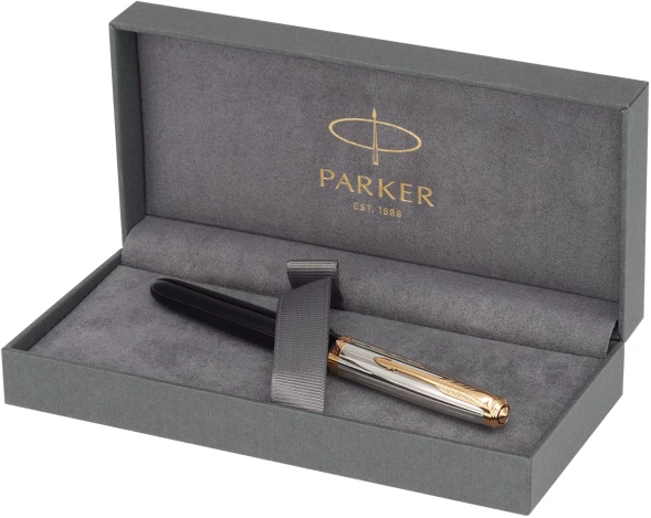 Ручка перьев. Parker 51 Premium (CW2169030) Black St.Steel GT F сталь нержавеющая подар.кор.