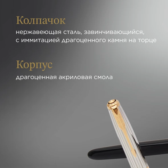 Ручка перьев. Parker 51 Premium (CW2169030) Black St.Steel GT F сталь нержавеющая подар.кор.