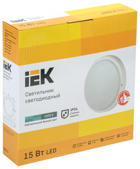 Светильник IEK ДПО4003 15Вт 4000K белый (LDPO0-4003-15-4000-K01)