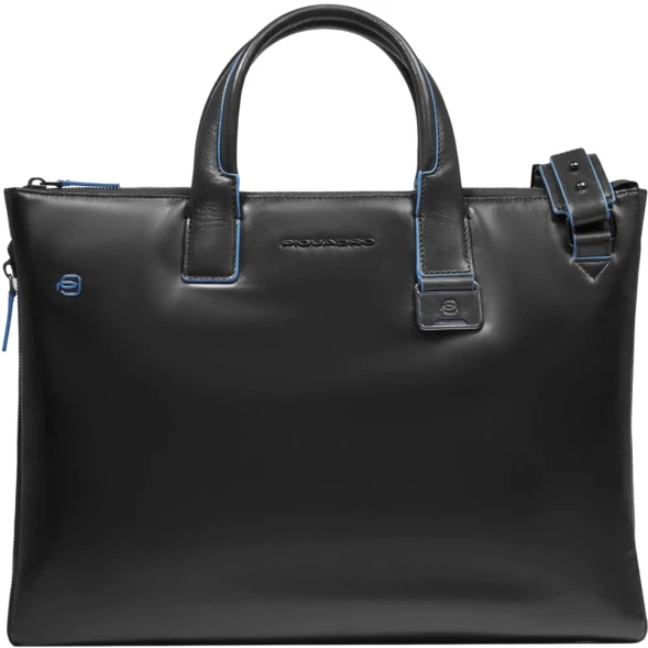 Деловая сумка Piquadro Blue Square CA4021B2/N с отделением для ноутбука 15.6&amp;quot; черная натур.кожа