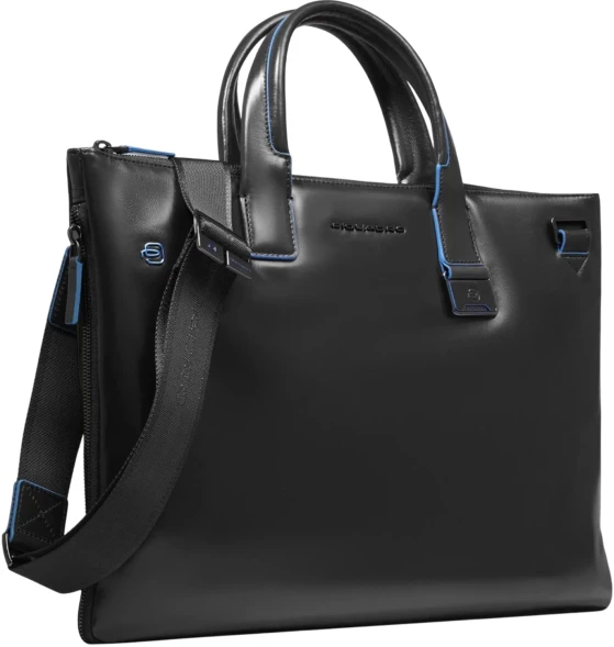 Деловая сумка Piquadro Blue Square CA4021B2/N с отделением для ноутбука 15.6&amp;quot; черная натур.кожа