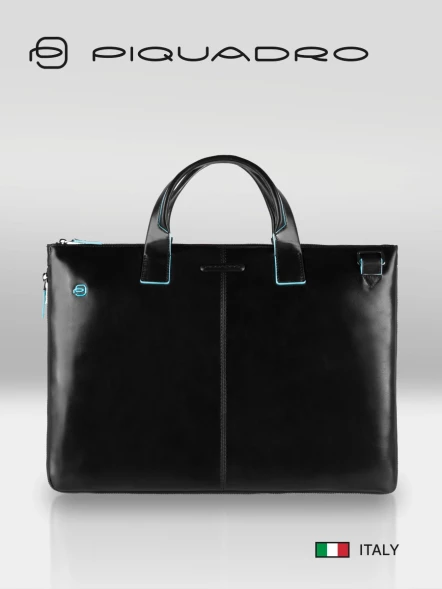 Деловая сумка Piquadro Blue Square CA4021B2/N с отделением для ноутбука 15.6&amp;quot; черная натур.кожа