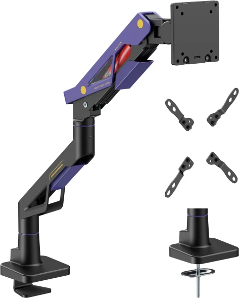 Кронштейн для мониторов Ultramounts UM741BP черный/фиолетовый 24&amp;quot;-57&amp;quot; макс.30кг крепление к столешнице поворот и наклон