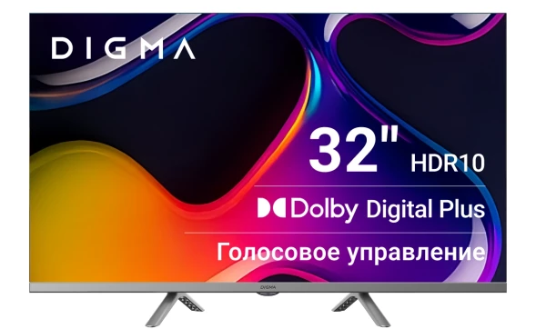 Телевизор LED Digma 32&amp;quot; DM-LED32SBB39 Android TV Frameless Metal темно-серебристый/серебристый HD 60Hz DVB-T DVB-T2 DVB-C DVB-S DVB-S2 USB WiFi Smart TV