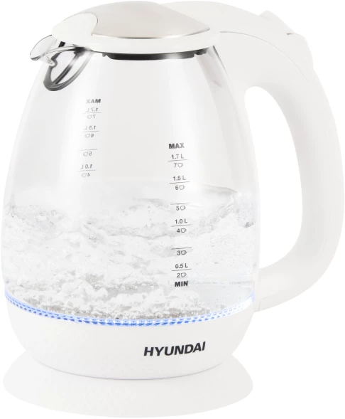 Чайник электрический Hyundai HYK-G3805 1.7л. 2200Вт белый/прозрачный корпус: стекло
