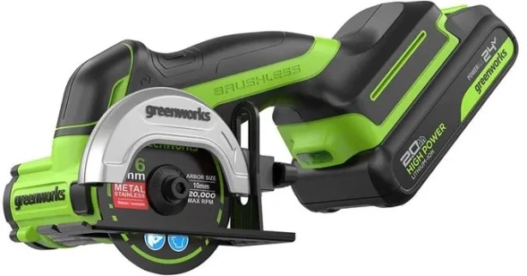 Углошлифовальная машина Greenworks GD24UCS 500Вт 20000об/мин рез.шпин.:M6 d=76мм (3402007CUA)