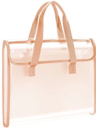 Папка-портфель Deli PM308RED на кнопке 7 отдел. A4 с окантовкой пвх прозрачный/красный