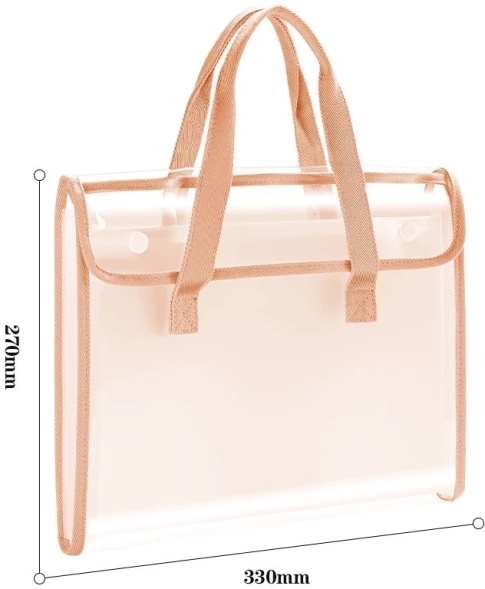 Папка-портфель Deli PM308RED на кнопке 7 отдел. A4 с окантовкой пвх прозрачный/красный