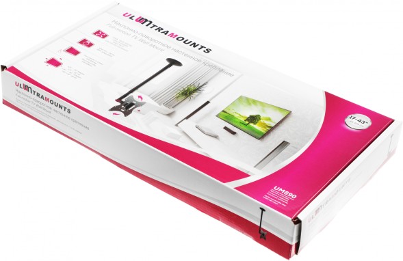 Кронштейн для телевизора Ultramounts UM890 черный 17&amp;quot;-43&amp;quot; макс.30кг потолочный поворотно-выдвижной и наклонный