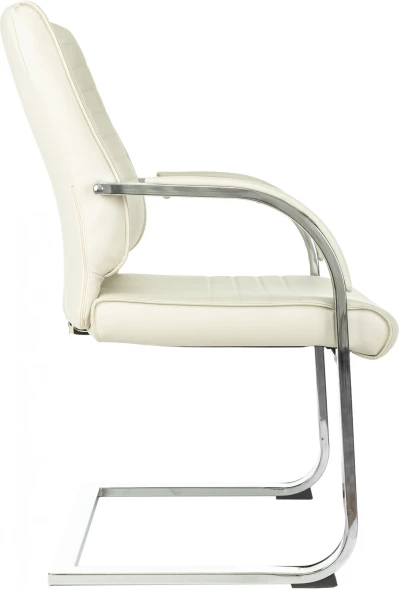 Кресло Бюрократ T-8010-LOW-V слоновая кость эко.кожа низк.спин. полозья металл хром