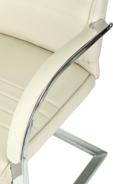 Кресло Бюрократ T-8010-LOW-V слоновая кость эко.кожа низк.спин. полозья металл хром