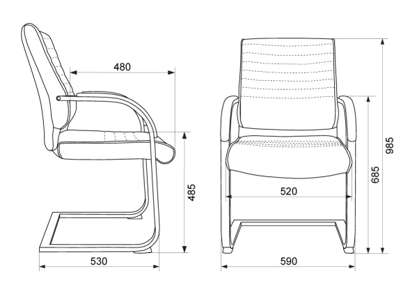 Кресло Бюрократ T-8010-LOW-V слоновая кость эко.кожа низк.спин. полозья металл хром