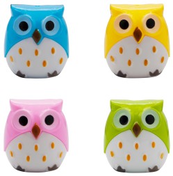 Точилка для карандашей ручная Silwerhof Owl Солнечная коллекция 2 отверстия пластик ассорти коробка