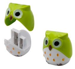 Точилка для карандашей ручная Silwerhof Owl Солнечная коллекция 2 отверстия пластик ассорти коробка
