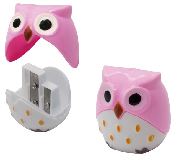 Точилка для карандашей ручная Silwerhof Owl Солнечная коллекция 2 отверстия пластик ассорти коробка