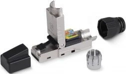 Коннектор Cabeus (8P8C-SH-C6+-TWP) кат.6A RJ45 с защитным колпачком серебристый