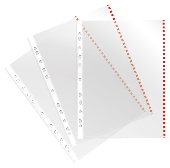 Папка-вкладыш Бюрократ Премиум -013BKAN2RED глянцевые А4+ 30мкм красный край (упак.:50шт)