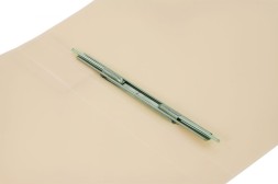 Папка метал.пруж.скоросш. Бюрократ Gems GEM07PCREAM A4 пластик 0.7мм торц.карм с бум. встав кремовый жемчуг