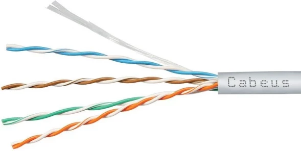 Кабель информационный Cabeus UTP-4P-Cat.5e-SOLID-LSZH-WH-100 кат.5E U/UTP 4 пары LSZH внутренний 100м белый