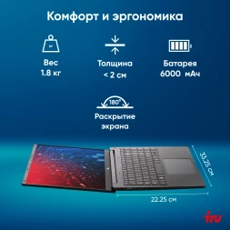 Ноутбук IRU Strato 15ALI Core i3 1215U 16Gb SSD512Gb Intel UHD Graphics 15.6&amp;quot; IPS FHD (1920x1080) Windows 11 Pro Multi Language 64 black WiFi BT Cam 6000mAh (2059109)