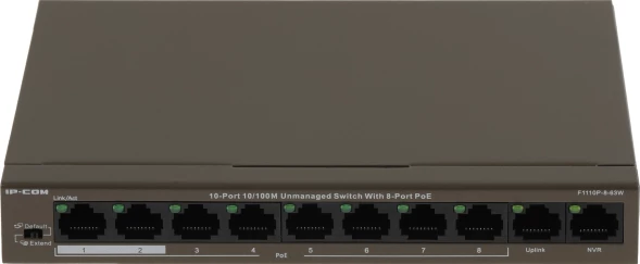 Коммутатор IP-Com F1110P-8-63W (L2) 10x100Мбит/с 8PoE 58W неуправляемый