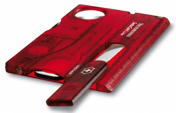 Швейцарская карта Victorinox SwissCard Classic (0.7100.T) красный полупрозрачный коробка подарочная