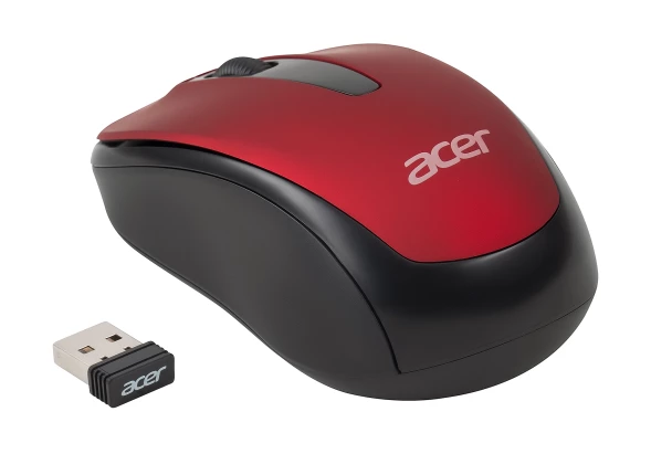 Мышь Acer OMR136 красный оптическая (1000dpi) беспроводная USB для ноутбука (2but)