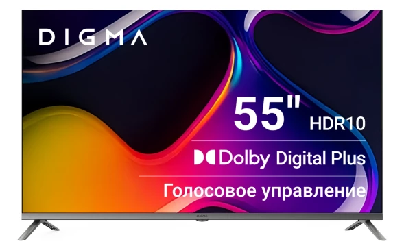Телевизор LED Digma 55&amp;quot; DM-LED55UBB41 Android TV Frameless Metal темно-серебристый/серебристый 4K Ultra HD 60Hz DVB-T DVB-T2 DVB-C DVB-S DVB-S2 USB WiFi Smart TV