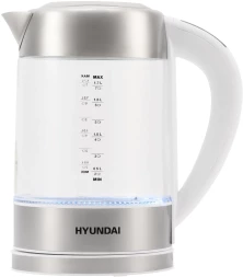 Чайник электрический Hyundai HYK-S5807 1.7л. 2200Вт белый/серебристый корпус: стекло/металл