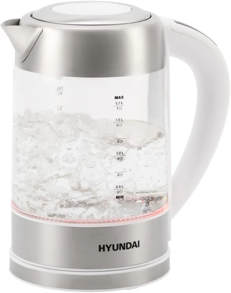 Чайник электрический Hyundai HYK-S5807 1.7л. 2200Вт белый/серебристый корпус: стекло/металл