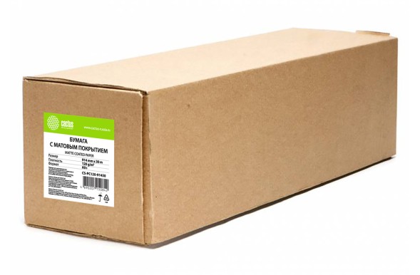 Бумага Cactus CS-PC120-91430 36&amp;quot;(A0) 914мм-30м/120г/м2/белый матовое универсальная (с покрытием) втулка:50.8мм (2&amp;quot;)