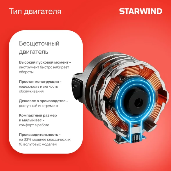 Дрель-шуруповерт Starwind CDBT16-2.0/2hs1 34Вт аккум. патрон:быстрозажимной (кейс в комплекте)