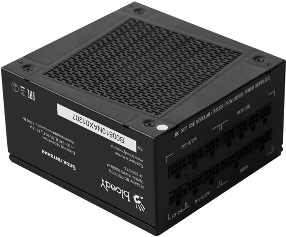 Блок питания Bloody ATX 1000W BD-PS1000G 80+ gold (20+4pin) APFC 140mm fan 12xSATA Cab Manag RTL