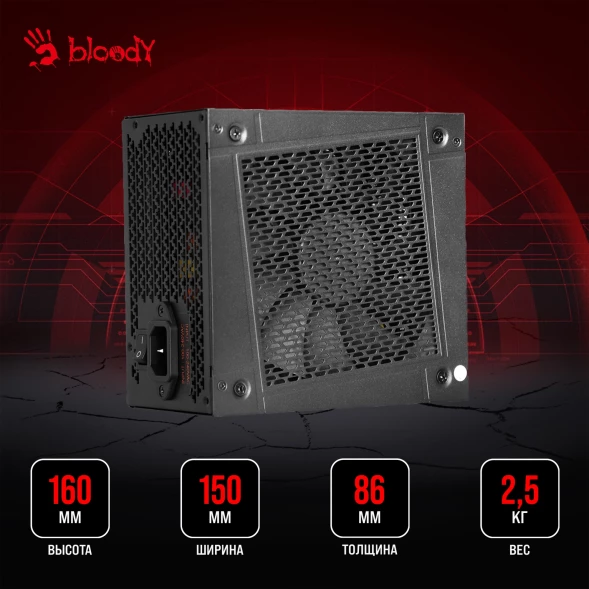 Блок питания Bloody ATX 1000W BD-PS1000G 80+ gold (20+4pin) APFC 140mm fan 12xSATA Cab Manag RTL