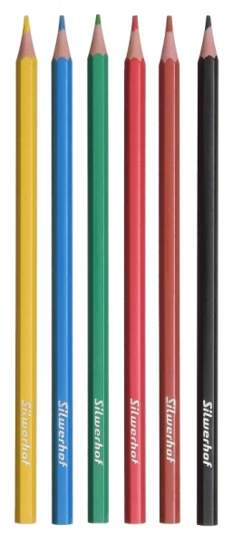 Карандаши цв. Silwerhof Color 2.6мм шестигран. пластик ассорти 6цв. коробка/европод.