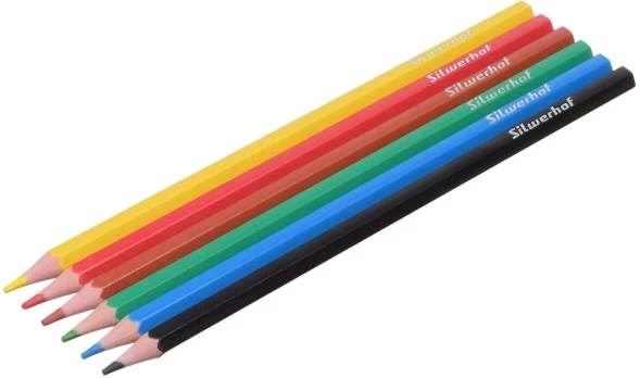 Карандаши цв. Silwerhof Color 2.6мм шестигран. пластик ассорти 6цв. коробка/европод.