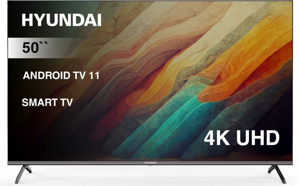 Телевизор LED Hyundai 50&amp;quot; H-LED50BU7006 Android TV Frameless Metal черный 4K Ultra HD 60Hz DVB-T2 DVB-C DVB-S DVB-S2 USB WiFi Smart TV