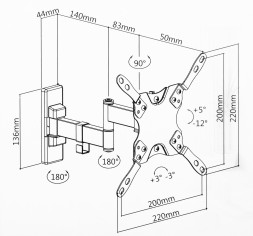 Кронштейн для телевизора Ultramounts UM866B черный 15&amp;quot;-42&amp;quot; макс.20кг настенный поворот и наклон