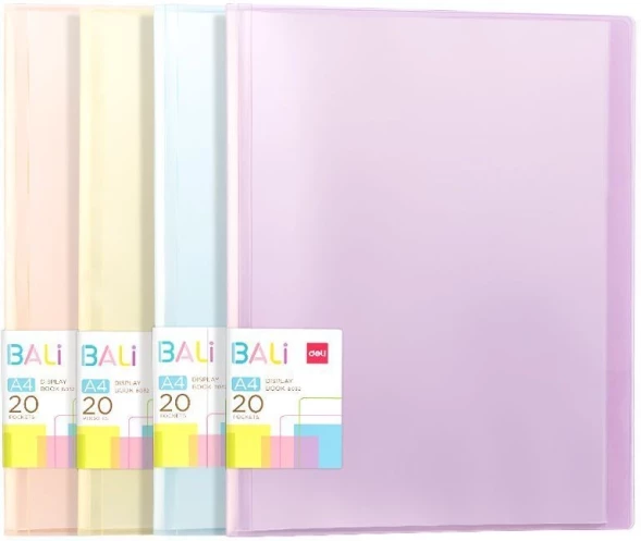 Папка с 20 прозр.вклад. Deli EB032 A4 полипропилен ассорти