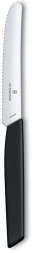 Нож кухонный Victorinox Swiss Modern (6.9003.11W) стальной столовый для томатов лезв.110мм серрейт. заточка черный
