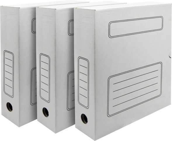 Короб архивный Silwerhof микрогофрокартон корешок 75мм A4 белый (упак.:3шт)
