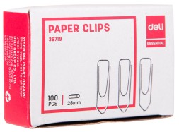 Скрепки Deli E39719 металл никелированные треугольник 28мм (упак.:100шт) картонная коробка