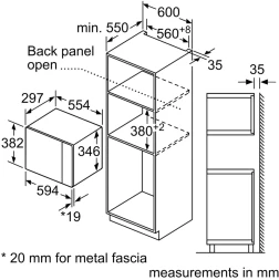 Микроволновая печь Bosch BFL524MB2 20л. 800Вт черный (встраиваемая)