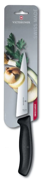 Нож кухонный Victorinox Swiss Classic Chef (6.8003.15B) стальной разделочный лезв.150мм прямая заточка черный европодвес