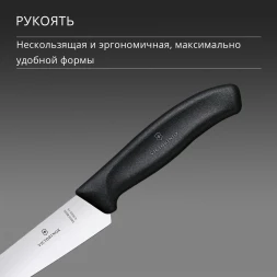Нож кухонный Victorinox Swiss Classic Chef (6.8003.15B) стальной разделочный лезв.150мм прямая заточка черный европодвес