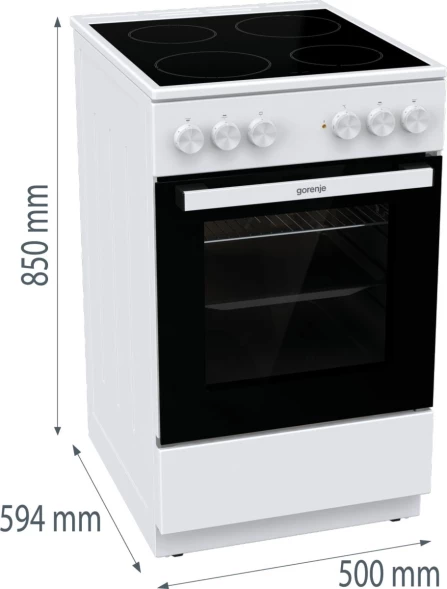 Плита Электрическая Gorenje GEC5A12WG-B белый стеклокерамика (без крышки)